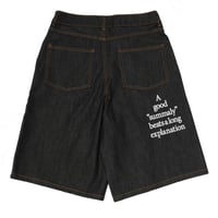 Summaly | "Words" Logo Denim Shorts- Unisex -(Indigo)