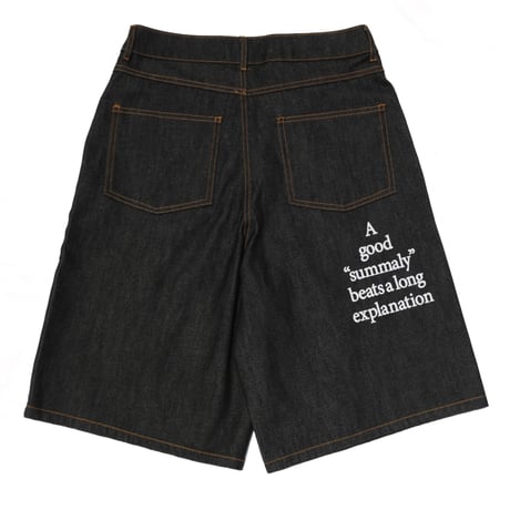 Summaly | "Words" Logo Denim Shorts- Unisex -(Indigo)
