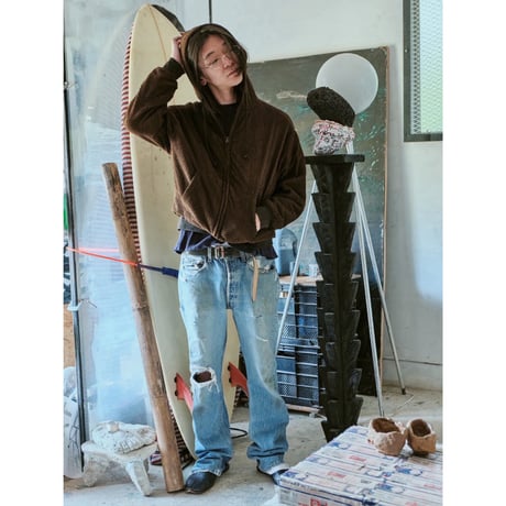 diidii | Reversible Double Raschel Hoodie (Brown) Natural Dye