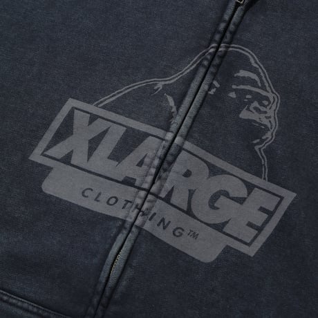 XLARGE | WASHED SLANTED OG ZIP HOODED SWEATSHIRT(BLACK)
