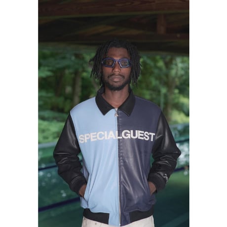 SPECIAL GUEST K.K.| Faux Leather Zip Jacket (Blue)