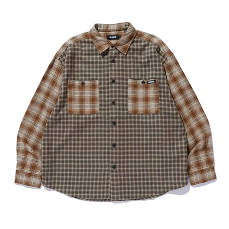 XLARGE | PLAID PANEL L/S SHIRT(BROWN)