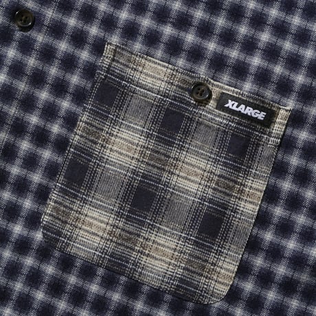 XLARGE | PLAID PANEL L/S SHIRT(NAVY)