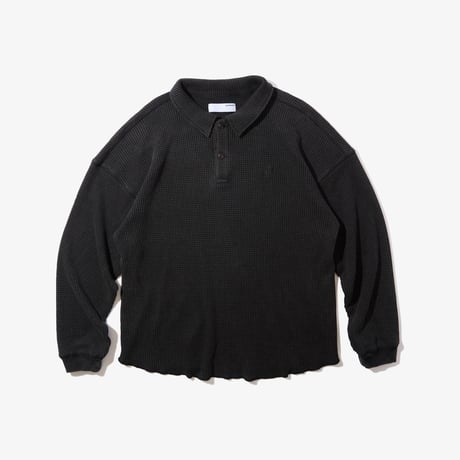 Diaspora skateboards / Waffle L/S Polo (Black)