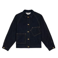 BRAIN DEAD | DENIM CROPPED ENGINEER JACKET (WASHED INDIGO)