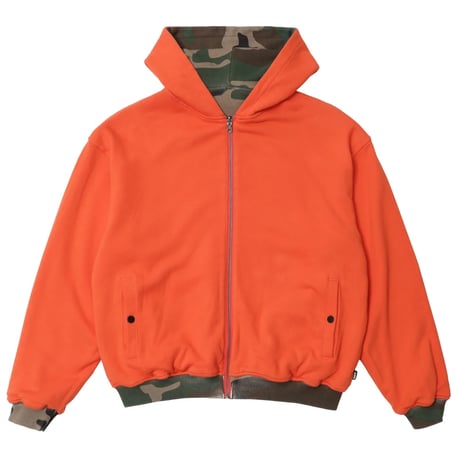 XLARGE | REVERSIBLE CAMO ZIP HOODED SWEATSHIRT(ORANGE)