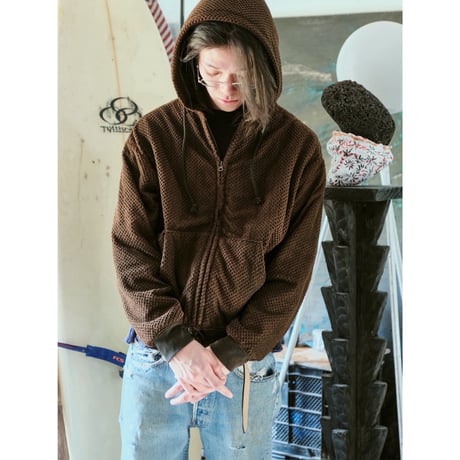 diidii | Reversible Double Raschel Hoodie (Brown) Natural Dye