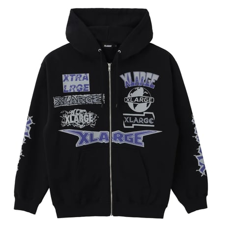 XLARGE | MULTI LOGO ZIP HOODED SWEATSHIRT(BLACK)