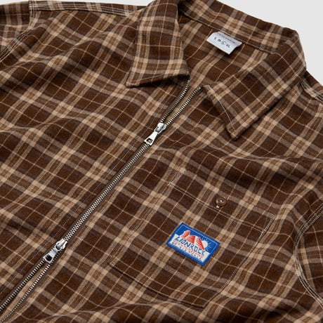 VICTORIA HK / PLAID ZIP SHIRT (BROWN)