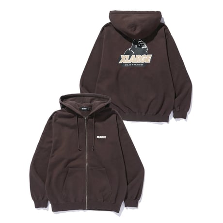 XLARGE | OLD OG ZIP HOODED SWEATSHIRT(BROWN)