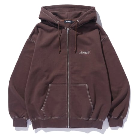 XLARGE | RHINESTONE OG ZIP HOODED SWEAT SHIRT(BROWN)