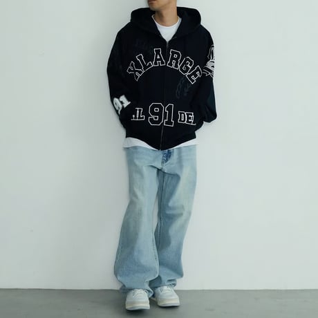 XLARGE | MULTI ZIP HOODED SWEATSHIRT(BLACK)