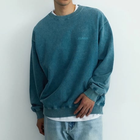 XLARGE | WASHED BACKSIDE OG CREWNECK SWEATSHIRT(BLUE)