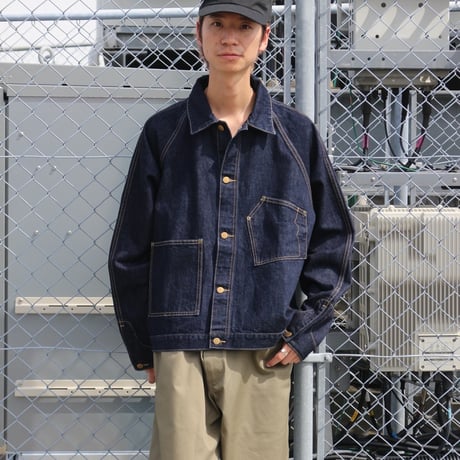 BRAIN DEAD | DENIM CROPPED ENGINEER JACKET (WASHED INDIGO)