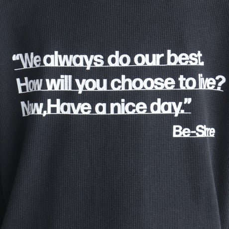 BE-SHARE |  Have a nice day waffle L/S TEE(BLACK)