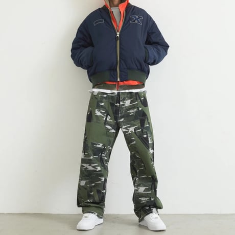 XLARGE | REVERSIBLE CAMO ZIP HOODED SWEATSHIRT(ORANGE)