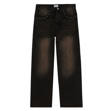 OBEY | STUDDED BOXCAR STRAIGHT LEG DENIM (BLACK RUST WASH)