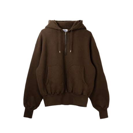 tone| Flatlock Seam Fleece Half-Zip Hoodie (BROWN)