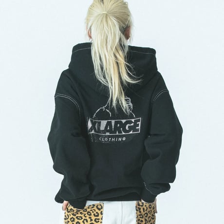 XLARGE | RHINESTONE OG ZIP HOODED SWEAT SHIRT(BLACK)