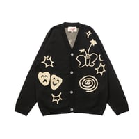 坩堝 (RUTSUBO) | JACQUARD ART CARDIGAN（RUTSUBO × aimi odawara） (BLACK)