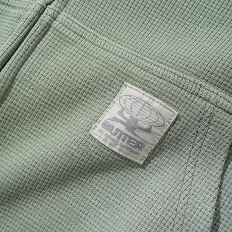 Butter Goods| Faded Waffle Zip-Thru Hood (Sage)