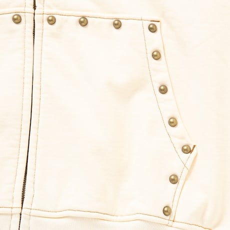 SPECIAL GUEST K.K.| Face Logo Studded Zip Hoodie (Ivory)