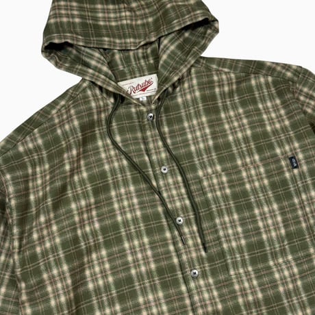坩堝 (RUTSUBO) | SHADOW PLAID HOODED SHIRT JACKET(GREEN)