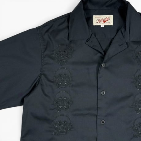 坩堝 (RUTSUBO) | Skull Camp Collar Shirt (Black)