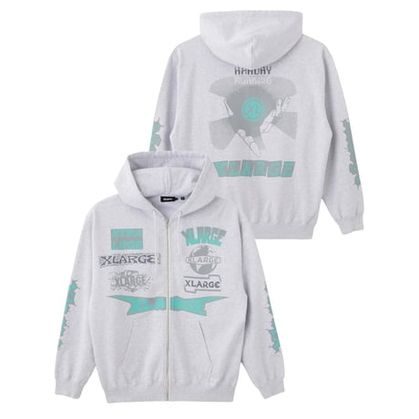 XLARGE | MULTI LOGO ZIP HOODED SWEATSHIRT(ASH)
