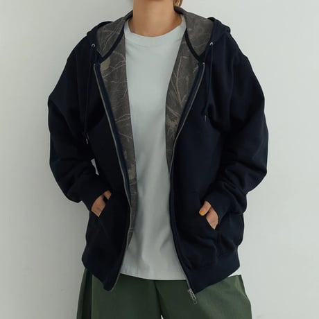 XLARGE | DOUBLE LAYERED ZIP HOODED SWEATSHIRT(BLACK)