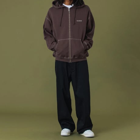 XLARGE | RHINESTONE OG ZIP HOODED SWEAT SHIRT(BROWN)