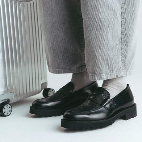 The Kenford Fineshoes |NEW CLASSIC COIN LOAFERS(MENS / BLACK BLACK PAISLEY)