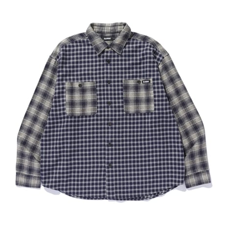 XLARGE | PLAID PANEL L/S SHIRT(NAVY)