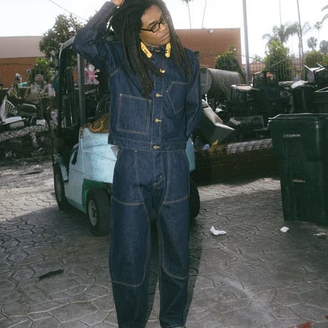 BRAIN DEAD | DENIM CROPPED ENGINEER JACKET (WASHED INDIGO)