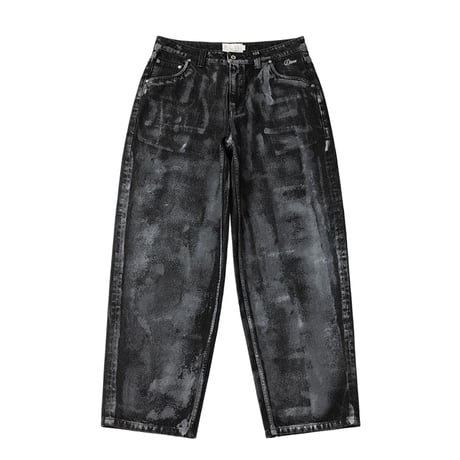 Dime / Baggy Denim Pants (Black/ White Paint)
