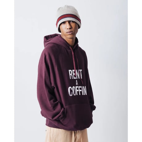 HELLRAZOR / RENT A COFFIN HOODIE (BURGUNDY)