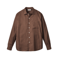 SEDAN ALL-PURPOSE| Micro Plaid Open Collar Shirt(Brown)