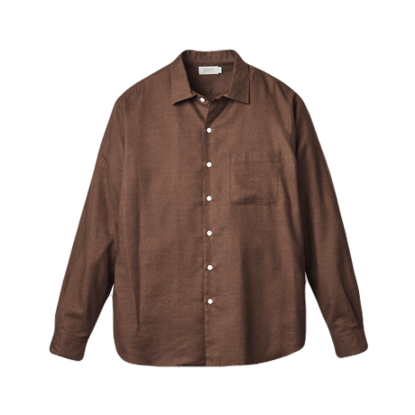 SEDAN ALL-PURPOSE| Micro Plaid Open Collar Shirt(Brown)