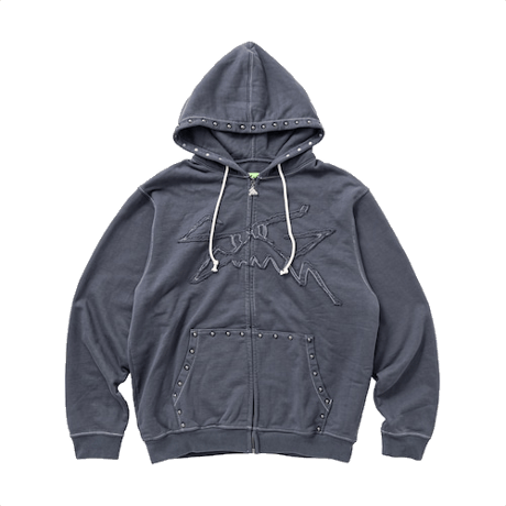 SPECIAL GUEST K.K.| Face Logo Studded Zip Hoodie (Gray)