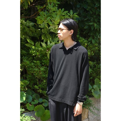 tone| Open Collar Polo Shirt (Black)
