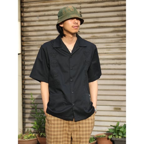 坩堝 (RUTSUBO) | Skull Camp Collar Shirt (Black)