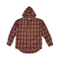 坩堝 (RUTSUBO) | SHADOW PLAID HOODED SHIRT JACKET(RED)
