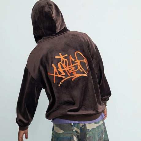 XLARGE | TAGGING VELOUR ZIP HOODIE(BROWN)