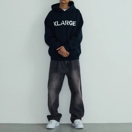 XLARGE | RHINESTONE PULLOVER HOODED SWEATSHIRT(BLACK)