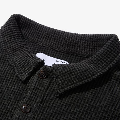 Diaspora skateboards / Waffle L/S Polo (Black)