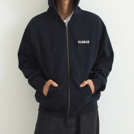 XLARGE | DRAWING OG ZIP HOODED SWEATSHIRT(BLACK)