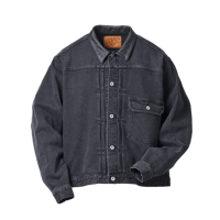 SEDAN ALL-PURPOSE| Leather Collar Denim Jacket (Black)