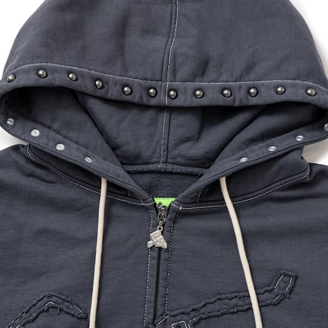 SPECIAL GUEST K.K.| Face Logo Studded Zip Hoodie (Gray)
