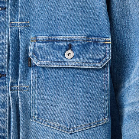 SEDAN ALL-PURPOSE| Leather Collar Denim Jacket (Indigo)