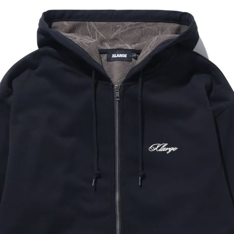 XLARGE | DOUBLE LAYERED ZIP HOODED SWEATSHIRT(BLACK)
